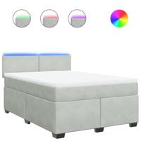 Boxspring met matras fluweel lichtgrijs 140x200 cm - thumbnail