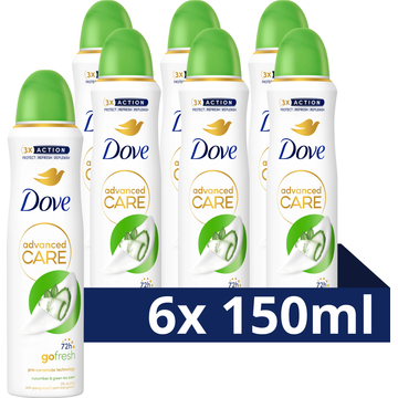Dove Advanced Care Go Fresh AntiTranspirant Deodorant Spray Cucumber & Green Tea 6 x 150 ML bij Jumbo Dove Advanced Care Go Fresh AntiTranspirant Deodorant Spray Cucumber & Green Tea 6 x 150 ML bij Jumbo