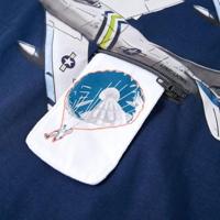 Kindershirt met lange mouwen vliegtuigprint 92 marineblauw - thumbnail