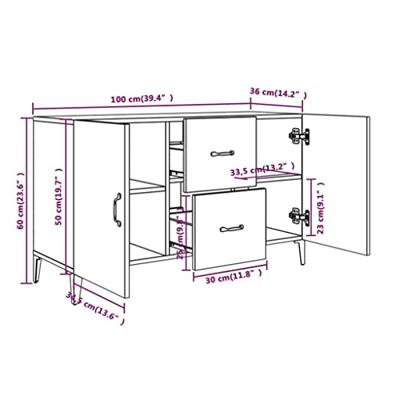 Dressoir 100x36x60 cm bewerkt hout sonoma eikenkleurig