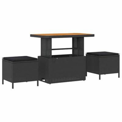 Tuinbankenset 13 pcs Zwart poly rattan