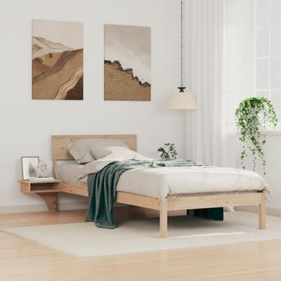 Bedframe met hoofdeinde Bruin 100 x 200 cm Massief grenenhout