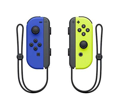 Paar Joy-Con links blauwe en rechter neon gele joysticks