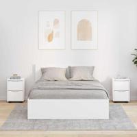 Nachtkastjes met lade 2 pcs Wit 30,5 x 30 x 43 cm Bewerkt hout - thumbnail