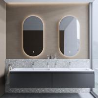 Badkamermeubelset BWS Anubis Frame 180cm 2 Laden Mat Zwart Met Wastafel (Naar Keuze) - thumbnail