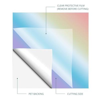 LOKLiK • permanent zelfklevend vinyl holografisch iriserend zilver 30,5x90cm