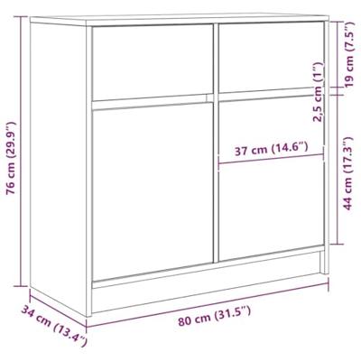 Dressoir met lade 80x34x76 cm spaanplaat sonoma eikenkleurig