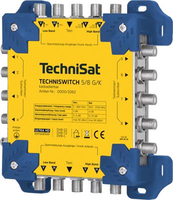 TechniSat TECHNISWITCH 5/8 G/K Satelliet multiswitch Ingangen (satelliet): 5 (4 satelliet / 1 terrestrisch) Aantal gebruikers: 8