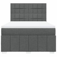 Boxspring met matras stof donkergrijs 200x200 cm - thumbnail