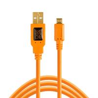 Tethertools TetherPro USB 2.0 to MicroUSB B 5-Pin, 15' (4.6m), High-Visibility Orange - thumbnail