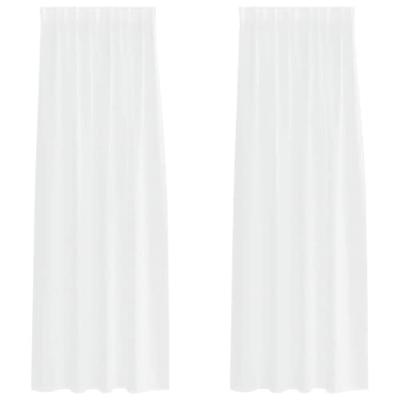 Voile Gordijn met gordijnen 2 pcs Wit 245 x 140 cm Polyester