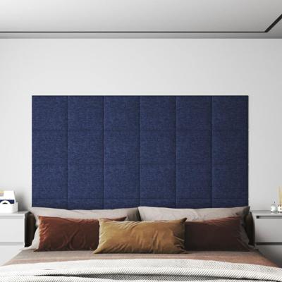 Wandpanelen 12 st 1,08 m 30x30 cm stof blauw