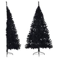 VidaXL Kunstkerstboom met standaard half 240 cm pvc zwart - thumbnail