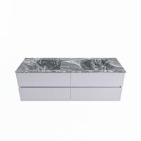 MONDIAZ VICA-DLUX 150cm badmeubel onderkast Cale 4 lades. Inbouw wastafel CLOUD dubbel zonder kraangat, kleur Lava. - thumbnail