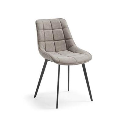 Kave Home Adam eetkamerstoel kunstleer Lichtgrijs