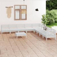 10-delige Loungeset massief grenenhout wit - thumbnail