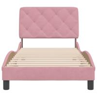Bedframe zonder matras fluweel roze 100x200 cm - thumbnail