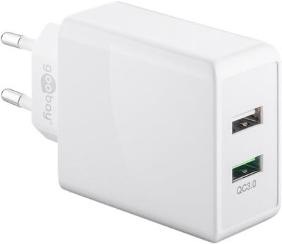 USB-A-adapter - USB-A-lader - 2 poorts - Quick charge 3.0 - 3000mA - 28 Watt - Wit