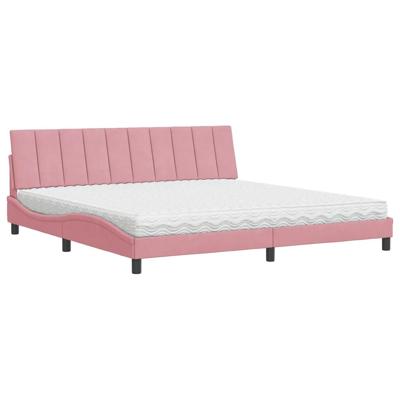 Bed met matras "Hanko" fluweel roze 200x200 cm