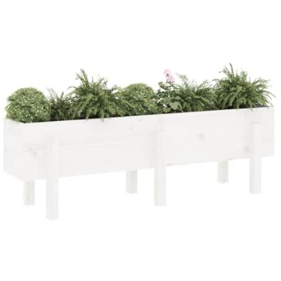 VidaXL Plantenbak verhoogd 121x30x38 cm massief grenenhout wit