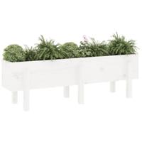 VidaXL Plantenbak verhoogd 121x30x38 cm massief grenenhout wit - thumbnail