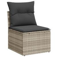 4-delige Loungeset met kussens poly rattan lichtgrijs - thumbnail