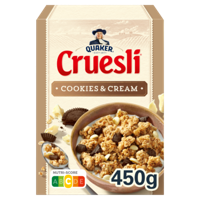 Quaker Cruesli Cookies & Cream Ontbijtgranen 450 gr bij Jumbo - thumbnail
