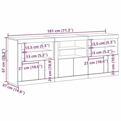 Dressoir Oud hout 181.5 x 37 x 67 cm Bewerkt hout
