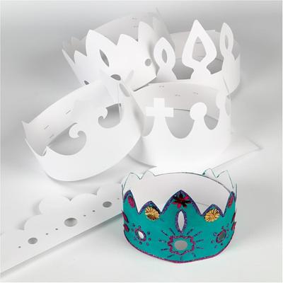Creativ Company Kronen, h: 10-16,5 cm, l: 60 cm, 230 gr, wit, 5 stuk/ 1 doos