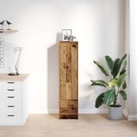 Hoge kast 29,5x34x119,5 cm bewerkt hout oud hout - thumbnail