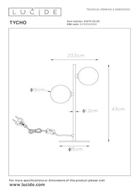 Lucide TYCHO - Tafellamp - 2xG9 - Mat Goud / Messing