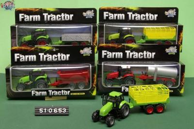 Kids Globe tractor met aanhanger licht & geluid 1:32