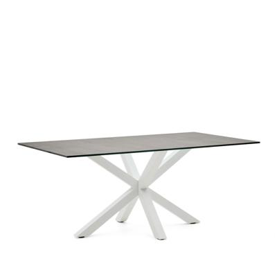 Kave Home Eettafel 'Argo' Iron Moss Keramiek, 180 x 100cm, kleur Wit