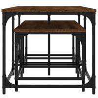 3-delige Tafeltjesset bewerkt hout bruineikenkleurig - thumbnail