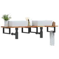 Badkamer wandschap staal en massief acaciahout - thumbnail