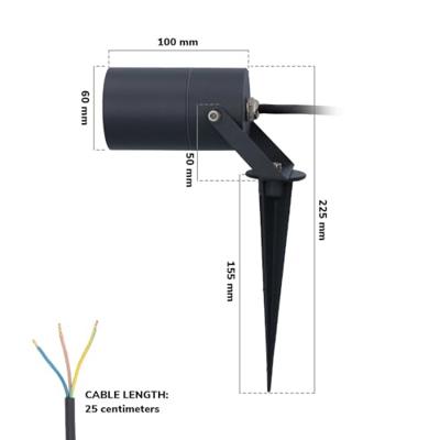 Set van 3 Spikey LED prikspots - GU10 Fitting - Dimbaar - Wandspot - IP65 voor binnen en buiten - Grondspies - Zwart - thumbnail