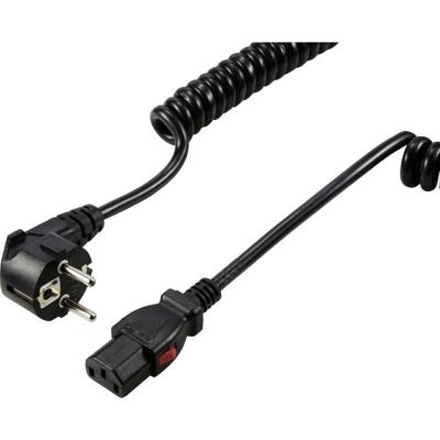 Sygonix SY-6733074 Apparaat (koud) Aansluitkabel Zwart 3 m Afsluitbaar, Spiraalkabel