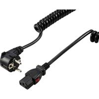 Sygonix SY-6733074 Apparaat (koud) Aansluitkabel Zwart 3 m Afsluitbaar, Spiraalkabel - thumbnail