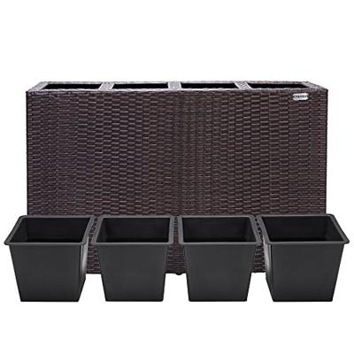 Polyrattan Bloembak 4 delig - Bruin - 95 x 27 x 60 cm Polyrattan Bloembak 4 delig - Bruin - 95 x 27 x 60 cm