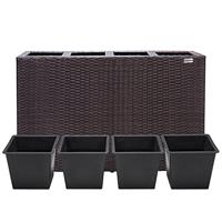 Polyrattan Bloembak 4 delig - Bruin - 95 x 27 x 60 cm - thumbnail