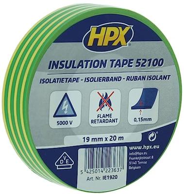 HPX PVC isolatietape VDE | Geel/Groen | 19mm x 20m - IE1920 - 10 stuks - IE1920