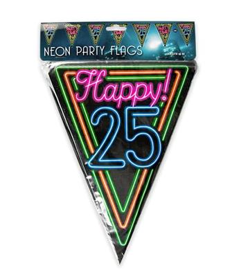 Party Vlaggenlijn Neon 25 Jaar - 10 Meter - thumbnail