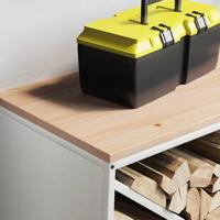 Brandhoutrek met houten blad 100,5x35,5x40 cm wit - thumbnail