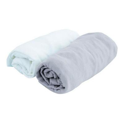 DOUX NID Lot 2 vellen-covers Jersey witte en grijze parel 60 x 120 cm