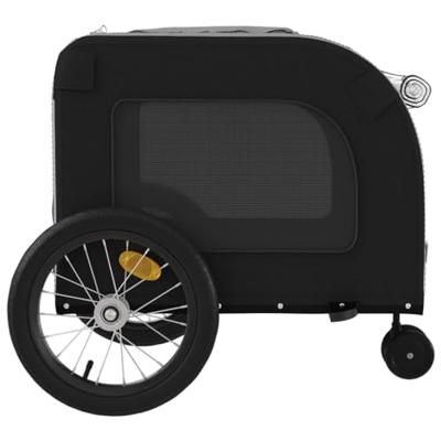 Hondenfietstrailer oxford stof en ijzer zwart en grijs - thumbnail