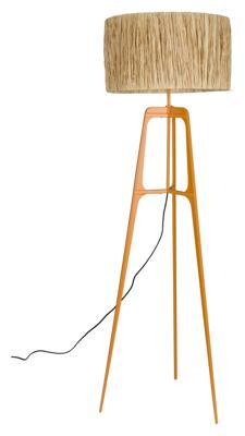 Dutchbone Vloerlamp 'Afra' Raffia, 157cm, kleur Oranje