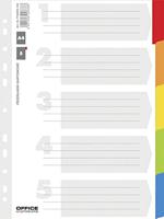 OFFICE products tabbladen, A4, karton, 11-gaatsperforatie, geassorteerde kleuren, 5 tabs - thumbnail