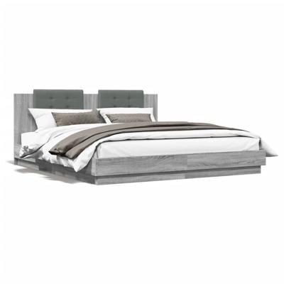 Bedframe met hoofdeinde bewerkt hout grijs sonoma 200x200 cm