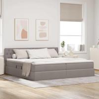 Opbergbed met matras met matras Taupe 200 x 200 cm Bewerkt hout - thumbnail