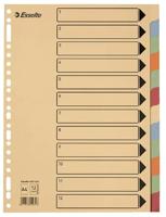 Tabbladen Esselte Premium A4 12-delig karton 23-rings assorti | 25 stuks - thumbnail